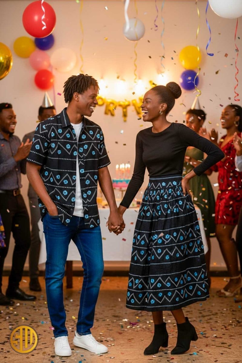 Tenue africaine couple : s'accorder en wax pour un mariage, un resto ou une sortie - SublimeWax