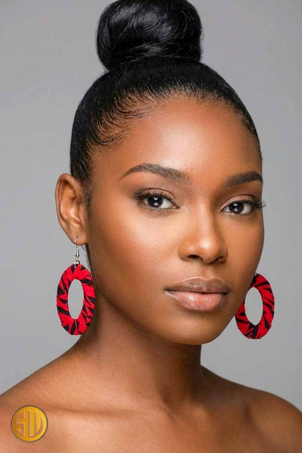 Boucles d’oreilles africaines ovales en wax – Fait main au Kenya