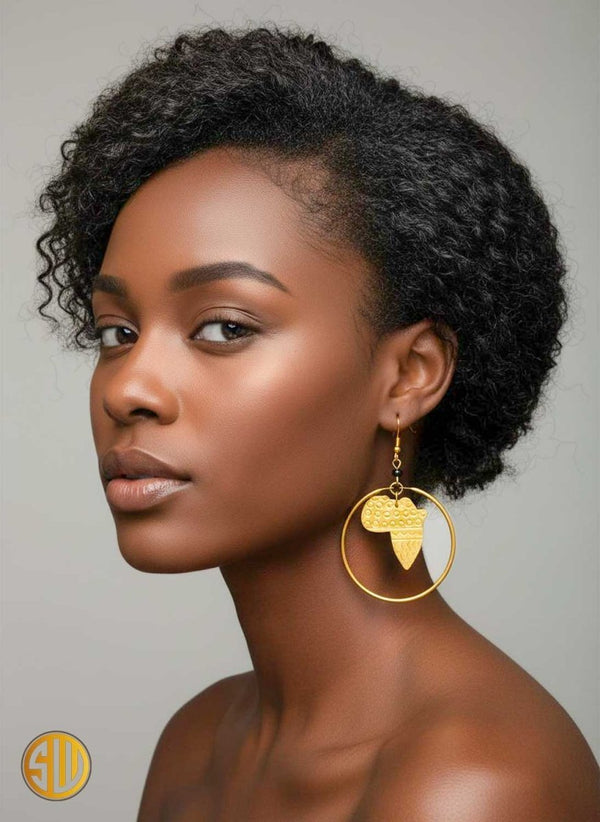 Boucles d'oreilles africaines Amani en laiton martelé