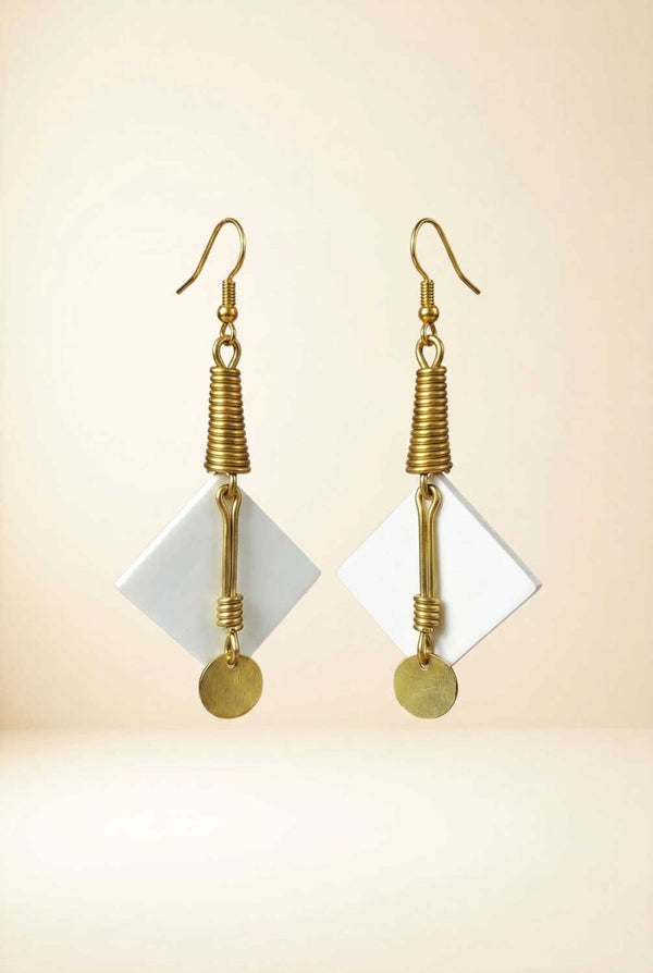 Boucles d'Oreilles en Corne Blanche et laiton - SublimeWax