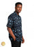 Chemise africaine bleu nuit à motifs blancs – Coupe classique