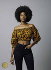 Crop top en wax africain – Blouse épaules dénudées