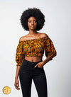 Crop top en wax africain – Blouse épaules dénudées