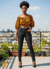 Crop top en wax africain – Blouse épaules dénudées