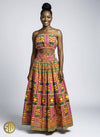 Ensemble africain en wax – Jupe longue et top bandeau