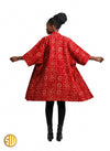 Kimono africain rouge à motifs bogolan– Style moderne et ethnique