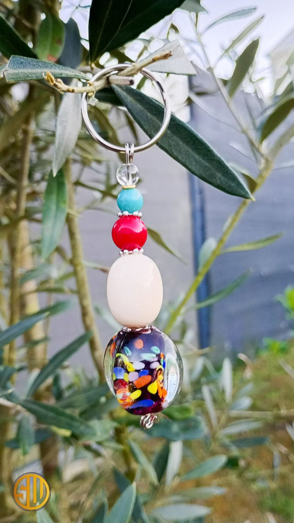 Porte - clé perlé artistique – Perles multicolores