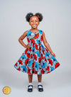 Robe en wax africaine pour fille – Motifs floraux colorés