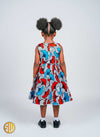 Robe en wax africaine pour fille – Motifs floraux colorés