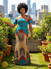 Robe longue sirène en wax – Laçage au dos