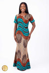 Robe longue sirène en wax – Laçage au dos