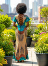Robe longue sirène en wax – Laçage au dos
