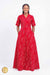 Robe longue wax Bogolan rouge – coupe portefeuille