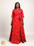 Robe longue wax Bogolan rouge – coupe portefeuille