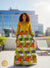 Robe longue africaine brodée et wax avec poches