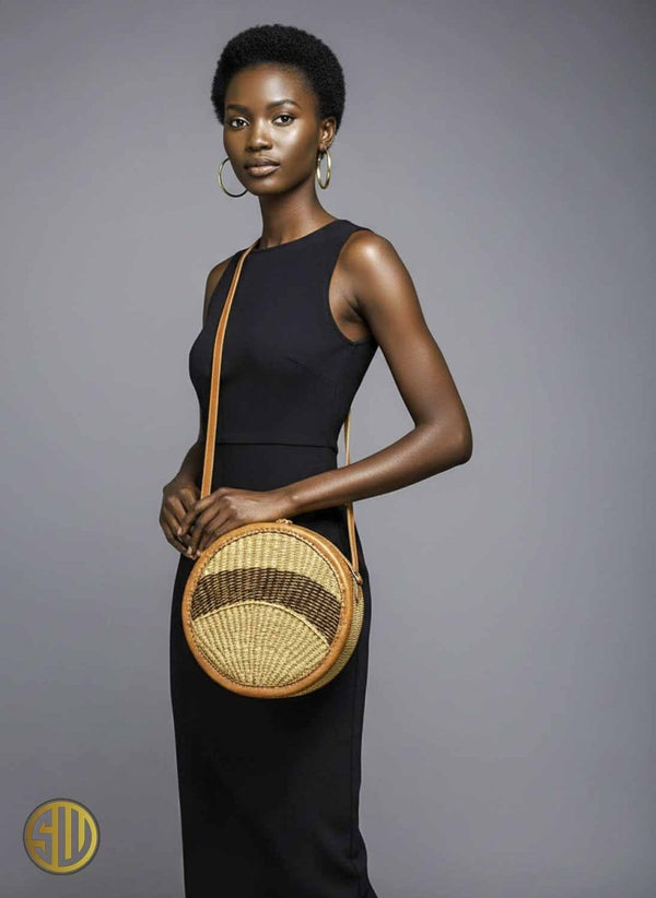 Sac africain Kilifi en sisal et cuir tressé