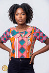 Top africain en wax rose et orange Eva