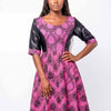 Robe wax bimatière fuchsia et noir : exemple de coupe wax moderne