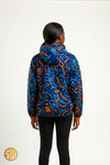 Bomber à capuche en wax bleu marine et orange – style africain urbain