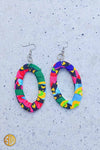 Boucles d’oreilles africaines ovales en wax – Fait main au Kenya
