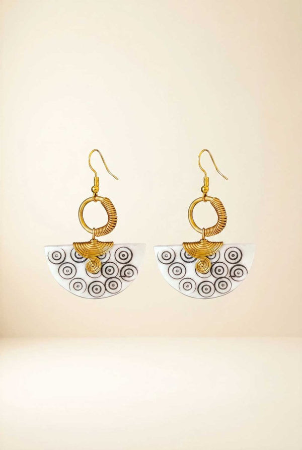 Boucles d'Oreilles en Corne blanche Artisanale - Kenya