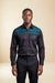 Chemise homme wax & coton - empiècement bleu canard sur noir