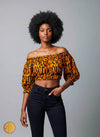 Crop top en wax africain – Blouse épaules dénudées