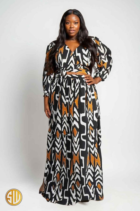 Ensemble Wax Femme : Crop Top Cache - Cœur & Jupe Longue Évasée