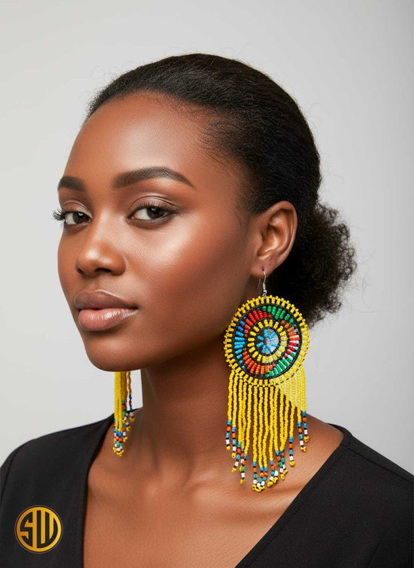 Grande Boucles d'Oreilles Africaines en Perles Massaï - SublimeWax