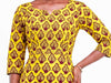 Robe africaine en wax jaune – coupe sirène élégante et moderne