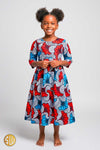 Robe fille africaine en wax fleur de mariage - Sublimewax