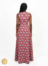 Robe longue africaine rouge sans manches – Élégance et confort en wax