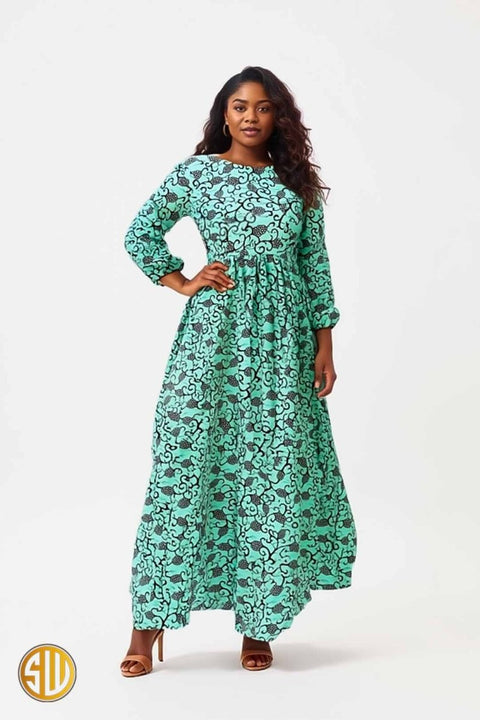 Robe Maxi Africaine en Wax Romy - SublimeWax FR-46 US-14