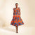 Robe Lina midi en wax orange, bleu et blanc – vue principale