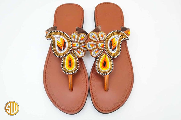Sandales africaines perlées – Artisanat Massaï du Kenya