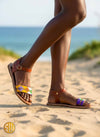 Sandales Massaï perlées avec bride – Cuir artisanal du Kenya