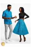 Tenue assortie pour couple en wax bleu – Élégance africaine by SublimeWax