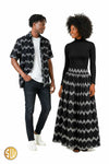 Tenue assortie pour couple en wax noir et blanc – Élégance africaine chic