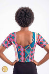 Top africain en wax rose et orange Eva